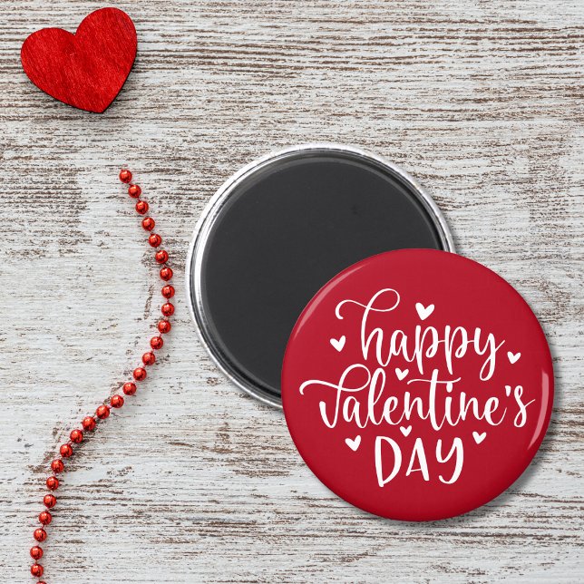 Röda och vita hjärtans dag med hjärtan magnet (Red and White Happy Valentine's Day with Hearts Magnet)
