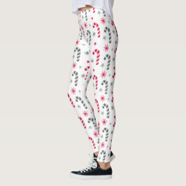 Röda och vita julen Mönster med Polkagrisar Leggings