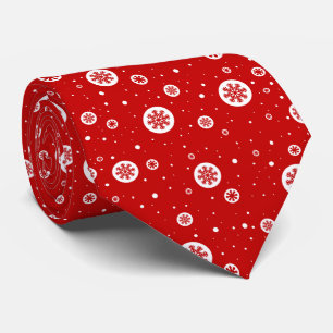 Röda och vita julen Snöflingor och Snö Mönster Slips