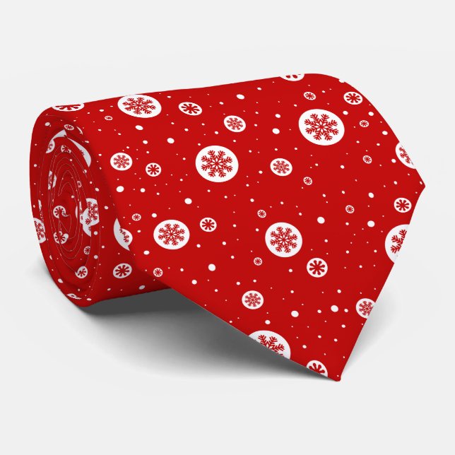 Röda och vita julen Snöflingor och Snö Mönster Slips (Rullad)