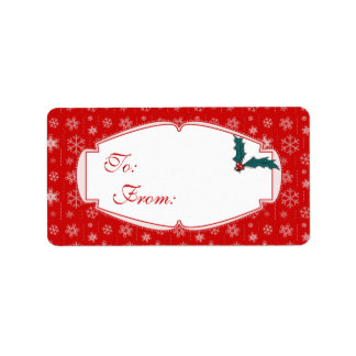 Röda och vita Juletiketter/mejseletiketter Adressetikett