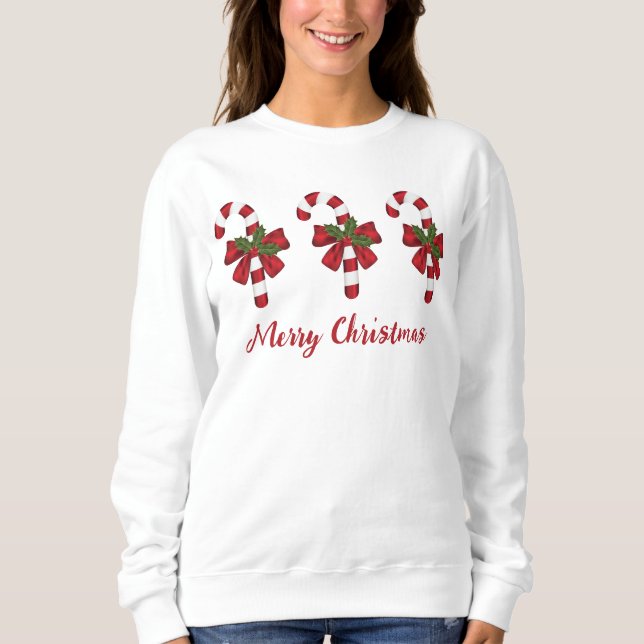 Röda och vita julgodisbitar & Anpassad text T Shirt (Framsida)
