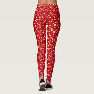 Röda och vita julklappar Mönster Fullt Leggings