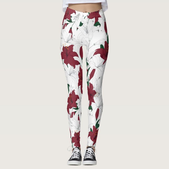 Röda och vita jultomter leggings (Framsida)