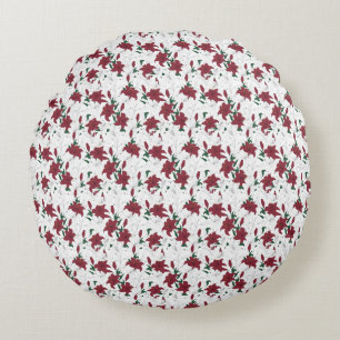 Röda och vita jultomter rund kudde