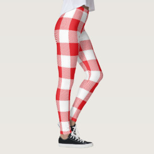 Röda och vita kontrollerade skinn för kvinnor leggings