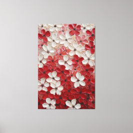 Röda och vita kronblad Blomster Impasto Väggkonst Canvastryck