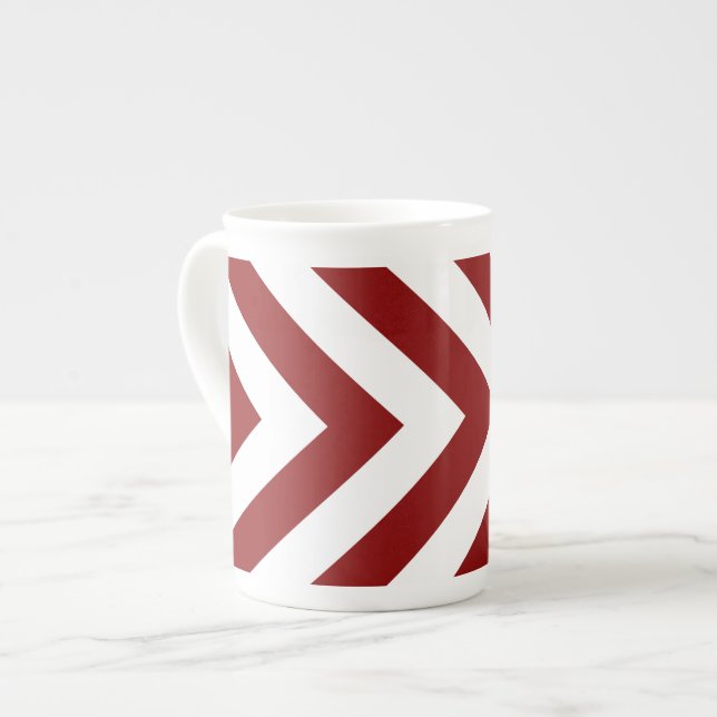 Röda och vita kronor benporslin mugg (Framsida vänster)