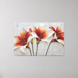Röda och vita liljor Texturerad Abstrakt Väggkonst Canvastryck