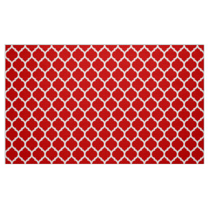 Röda och vita marockanska quatrefoil Mönster Tyg