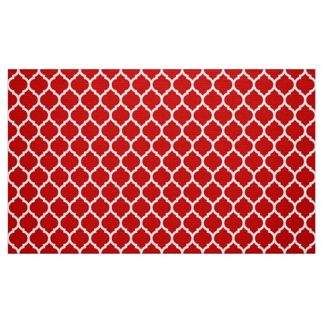 Röda och vita marockanska quatrefoil Mönster Tyg (Fat Quarter)