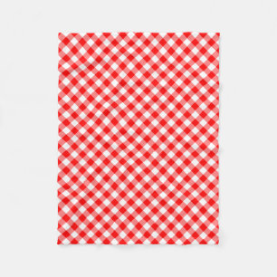 Röda och vita, medelStorleka diagonala Gingham-kon Fleecefilt