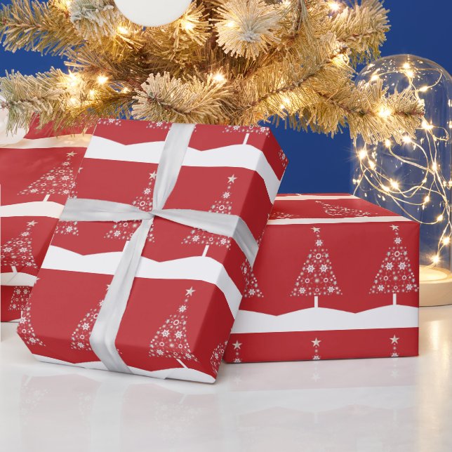 Röda och vita moderna Julgran Presentpapper (Helgdagar)