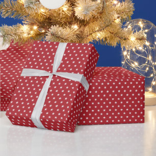 Röda och vita moderna stjärnor Vit jul Presentpapper