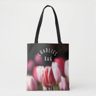 Röda och vita och Rosa tulpaner Tygkasse