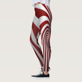 Röda och vita optiska illusionstights leggings