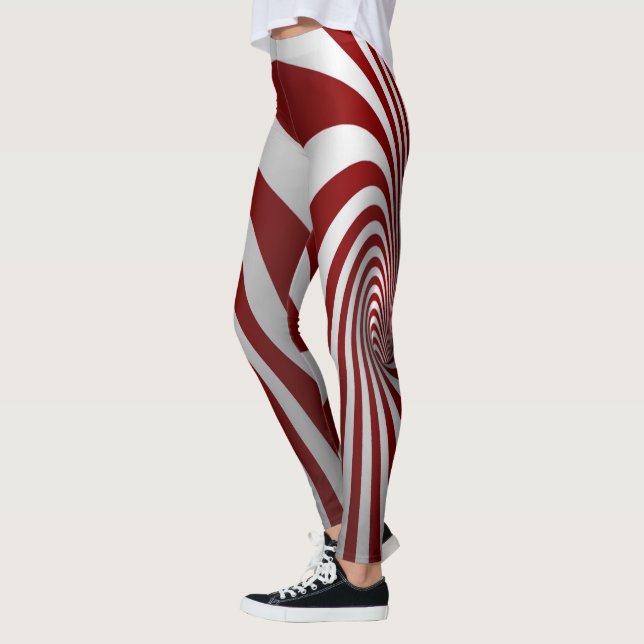 Röda och vita optiska illusionstights leggings (Vänster)