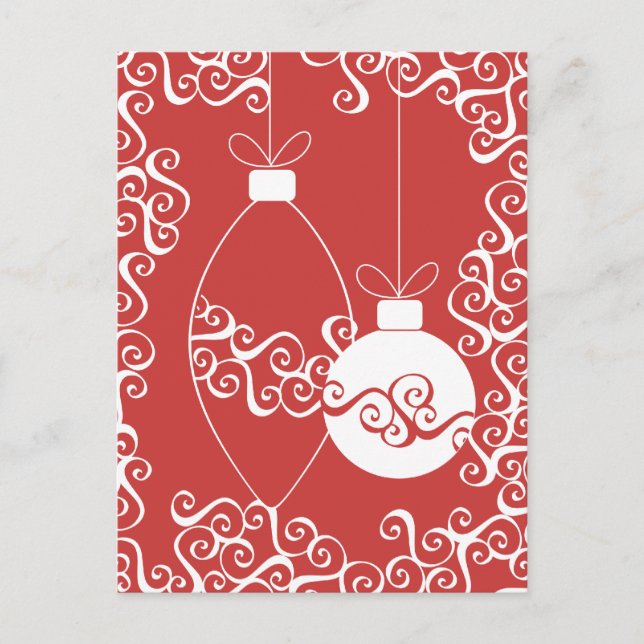 Röda och vita ornament nr 1-kort vykort (Framsida)