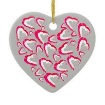 Röda och vita örter Grått Ornament