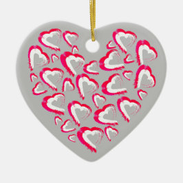 Röda och vita örter Grått Ornament