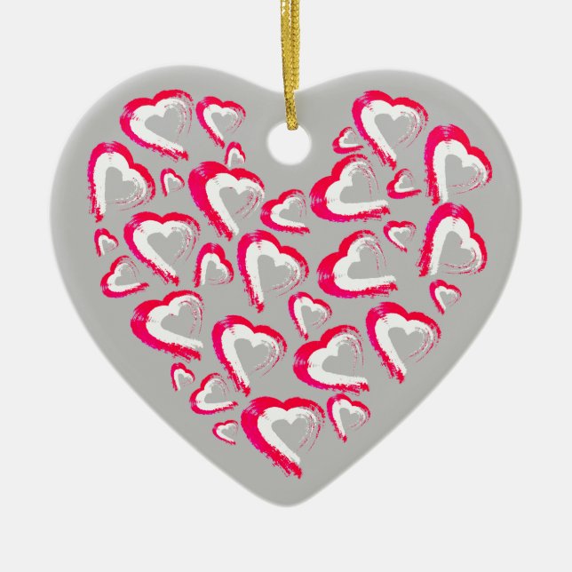 Röda och vita örter Grått Ornament (Framsidan)