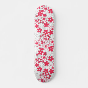 Röda och vita pappra blommor mini skateboard bräda 18,5 cm