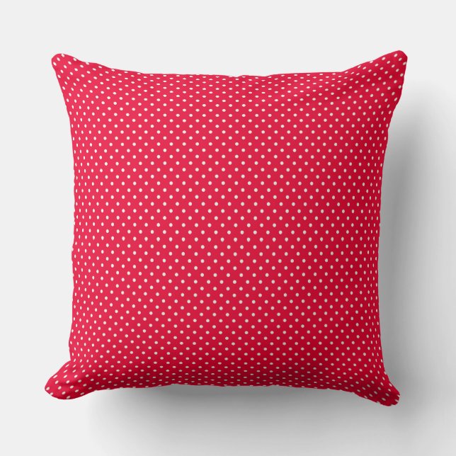 Röda och vita Polka dots Dekorativ kudde (Framsida)