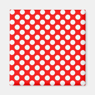 Röda och vita polka dots mönster magnet