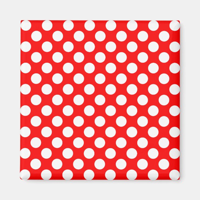 Röda och vita polka dots mönster magnet (Framsidan)