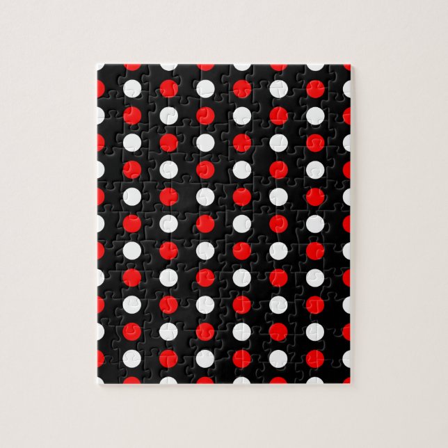 Röda och vita polka dots mönster pussel (Vertikal)