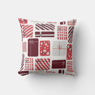 Röda och vita presentfält utan sjölösa Mönster Kudde