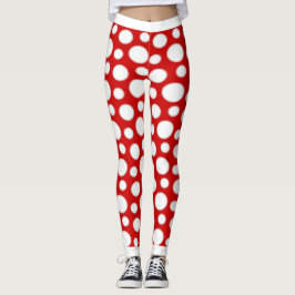 Röda och vita prickar leggings