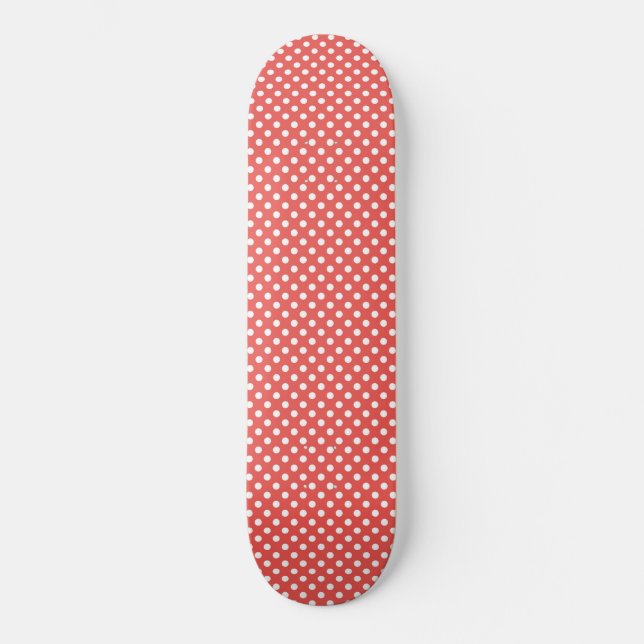 Röda och vita prickar mini skateboard bräda 18,5 cm (Framsida)
