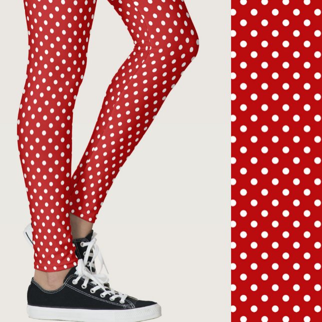 Röda och vita prickar, modern snyggt trendig mönst leggings (Skapare uppladdad)