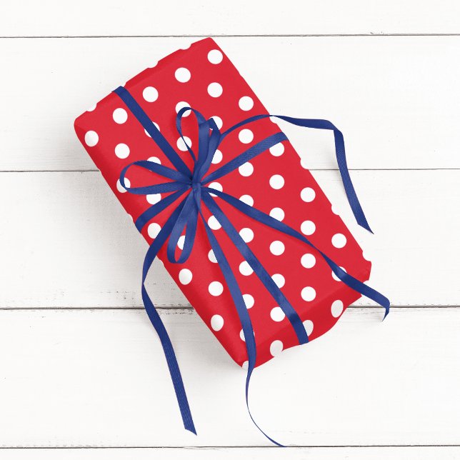 Röda och vita prickar presentpapper (Red and White Polka Dot Wrapping Paper)