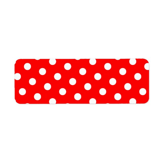 Röda och vita prickar returadress etikett (Framsidan)