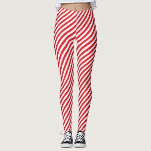 Röda och vita Rand Mönster Leggings
