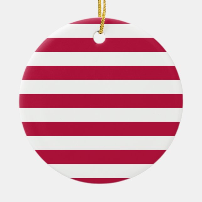 Röda och vita ränder julgransprydnad keramik (Framsidan)