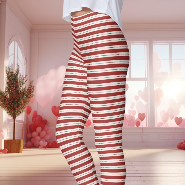 Röda och vita randiga Alla hjärtans dag Leggings (Skapare uppladdad)