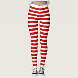 Röda och vita, randiga baljväxter leggings