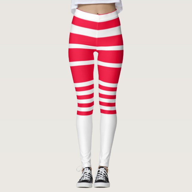 Röda och vita randiga shorts leggingar leggings (Framsida)