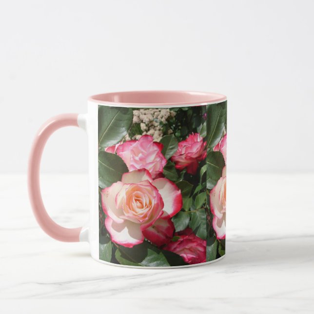 Röda och vita rosor Blommor Rosor  Mugg (Vänster)