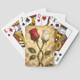 Röda och vita rosor flätade samman. casinokort