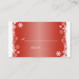 Röda och vita Snöflingor Bröllop-platskort Placeringskort