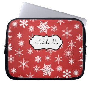 Röda och vita Snöflingor Laptop sleeve