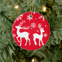 Röda och vita snöflingsträdare God jul