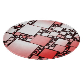 Röda och vita Square Dancing Round Chopping Board