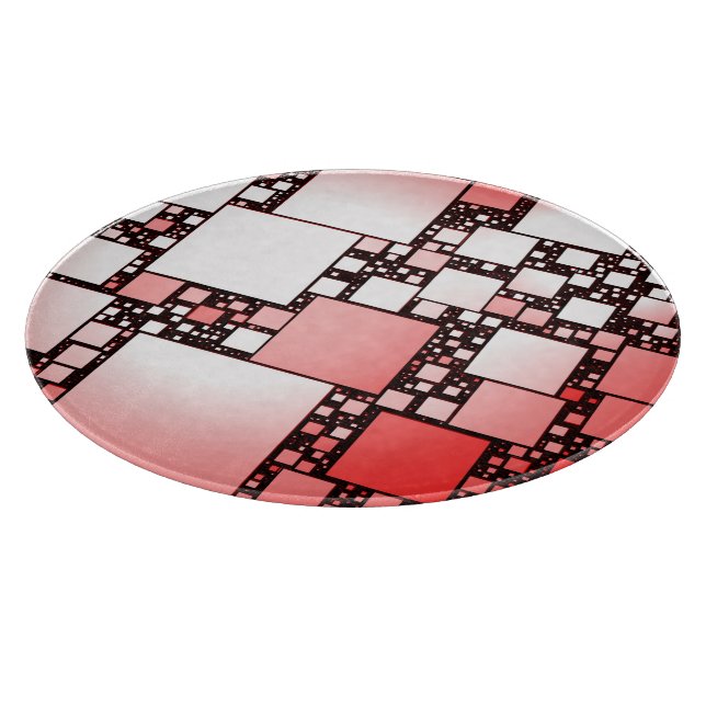Röda och vita Square Dancing Round Chopping Board (Hörn)