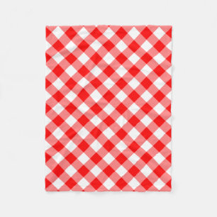 Röda och vita stora Storleka diagonala Gingham-kon Fleecefilt