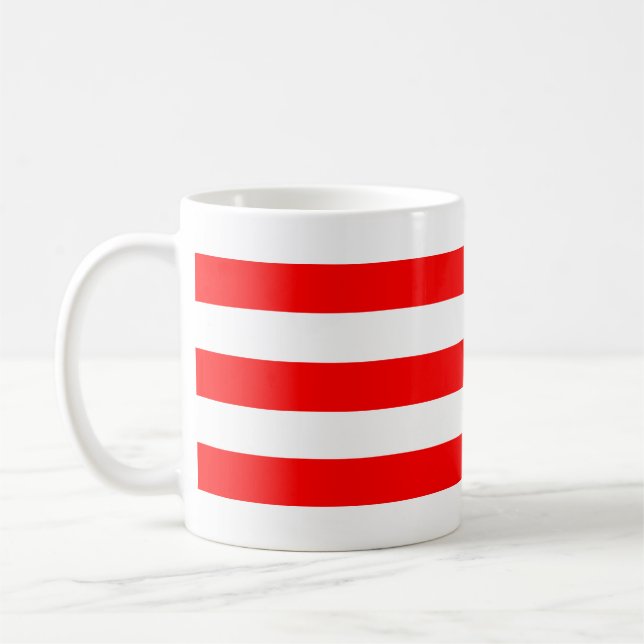 Röda och vita stora Vågrät Rand Mönster Kaffemugg (Vänster)